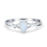 Infinity Pear Vintage Wedding Ring Lab Created White Opal 925 Sterling Silver