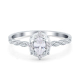Oval Vintage Floral Engagement Ring Simulated CZ 925 Sterling Silver
