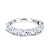 Art Deco Eternity Marquise Wedding Band Ring Simulated Cubic Zirconia 925 Sterling Silver