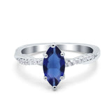 Infinity Twist Marquise Wedding Ring Simulated Blue Sapphire CZ 925 Sterling Silver