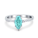 Infinity Twist Marquise Wedding Ring Simulated Paraiba Tourmaline CZ 925 Sterling Silver