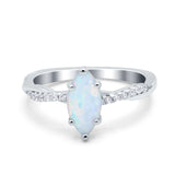 Infinity Twist Marquise Wedding Ring Lab Created White Opal 925 Sterling Silver