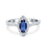 Infinity Twist Marquise Vintage Wedding Ring Simulated Blue Sapphire CZ 925 Sterling Silver