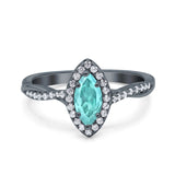 Infinity Twist Marquise Wedding Ring Black Tone, Simulated Paraiba Tourmaline CZ 925 Sterling Silver