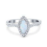 Infinity Twist Marquise Wedding Ring Lab Created White Opal 925 Sterling Silver