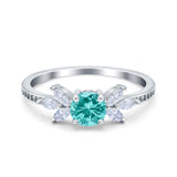 Marquise Wedding Ring Simulated Paraiba Tourmaline CZ 925 Sterling Silver