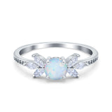 Marquise Wedding Ring Lab Created White Opal 925 Sterling Silver