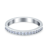 Full Eternity Stackable Band Wedding Ring Simulated CZ 925 Sterling Silver