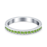Full Eternity Stackable Band Wedding Ring Simulated Peridot CZ 925 Sterling Silver