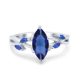 Infinity Twist Sapphire Marquise Wedding Ring Simulated Blue Sapphire CZ 925 Sterling Silver