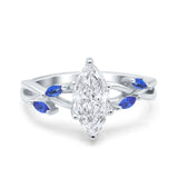 Infinity Twist Sapphire Marquise Wedding Ring Simulated Cubic Zirconia 925 Sterling Silver