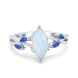 Infinity Twist Sapphire Marquise Wedding Ring Lab Created White Opal 925 Sterling Silver