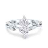 Infinity Twist Marquise Art Deco Engagement Ring Simulated Cubic Zirconia 925 Sterling Silver