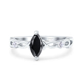 Marquise Wedding Ring Infinity Twisted Simulated Black CZ 925 Sterling Silver
