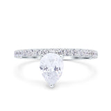 Teardrop Art Deco Pear Wedding Bridal Ring Simulated Cubic Zirconia 925 Sterling Silver