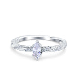 Vintage Style Twisted Band Marquise Wedding Ring Simulated Cubic Zirconia 925 Sterling Silver