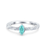 Vintage Style Twisted Band Marquise Wedding Ring Simulated Paraiba Tourmaline CZ 925 Sterling Silver