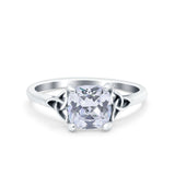 Celtic Art Deco Wedding Bridal Ring Round Simulated Cubic Zirconia 925 Sterling Silver