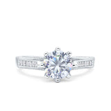 Art Deco Wedding Engagement Bridal Ring Simulated Cubic Zirconia 925 Sterling Silver