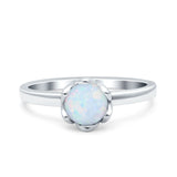 Art Deco Wedding Bridal Ring Round Lab Created White Opal 925 Sterling Silver