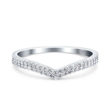 Half Eternity Ring Wedding Band Round Simulated Cubic Zirconia 925 Sterling Silver (4mm)