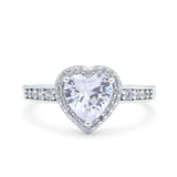 Heart Promise Ring Halo Simulated Cubic Zirconia 925 Sterling Silver
