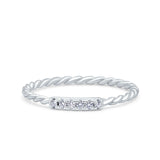 Half Eternity Ring Wedding Engagement Rope Band Round Simulated CZ 925 Sterling Silver (2mm)