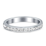 Full Eternity Stackable Band Wedding Ring Simulated Cubic Zirconia 925 Sterling Silver