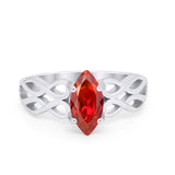 Marquise Simulated Simulated Garnet CZ Celtic Braided 925 Sterling Silver