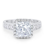 Engagement Ring Princess Cut Round Simulated Cubic Zirconia 925 Sterling Silver