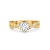Infinity Accent Wedding Ring Heart Yellow Tone, Simulated CZ 925 Sterling Silver