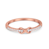 Petite Dainty Infinity Ring Round Rose Tone, Simulated CZ 925 Sterling Silver