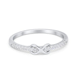 Petite Dainty Infinity Ring Round Simulated Cubic Zirconia 925 Sterling Silver