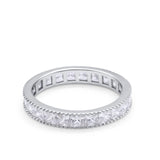 Full Eternity Wedding Band Ring Simulated CZ 925 Sterling Silver