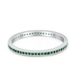 Full Eternity Stackable Band Rings Simulated Green Emerald CZ 925 Sterling Silver