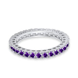 Eternity Wedding Band Rings Round Simulated Amethyst CZ 925 Sterling Silver