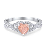 Heart Promise Ring Infinity Shank Simulated Morganite CZ 925 Sterling Silver