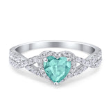 Heart Promise Ring Infinity Shank Simulated Paraiba Tourmaline CZ 925 Sterling Silver