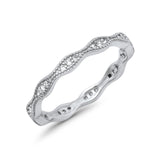 Full Eternity Wedding Ring Round Simulated CZ 925 Sterling Silver