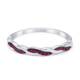 Half Eternity Infinity Twisted Band Rings Simulated Red Ruby CZ 925 Sterling Silver