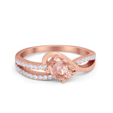 Accent Fashion Wedding Ring Oval Rose Tone, Simulated Morganite CZ 925 Sterling Silver