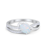 Accent Fashion Wedding Ring Oval Lab Created White Opal 925 Sterling Silver