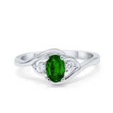 Oval Wedding Ring Simulated Green Emerald CZ 925 Sterling Silver