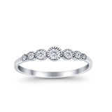 Half Eternity Petite Dainty Wedding Band Ring Simulated CZ 925 Sterling Silver