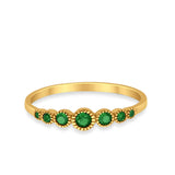 Eternity Wedding Ring Yellow Tone, Simulated Emerald CZ 925 Sterling Silver