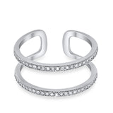 Double Band Row Simulated Cubic Zirconia 925 Sterling Silver Eternity Ring