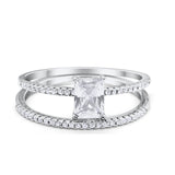 Solitaire Accent Wedding Piece Simulated CZ Rings 925 Sterling Silver