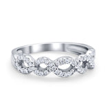 Crisscross Twisted Wedding Band Ring Round Simulated Cubic Zirconia 925 Sterling Silver