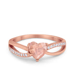 Engagement Heart Promise Ring Rose Tone, Simulated Morganite CZ 925 Sterling Silver