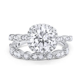 Halo Solitaire Piece Engagement Ring Round Simulated CZ 925 Sterling Silver